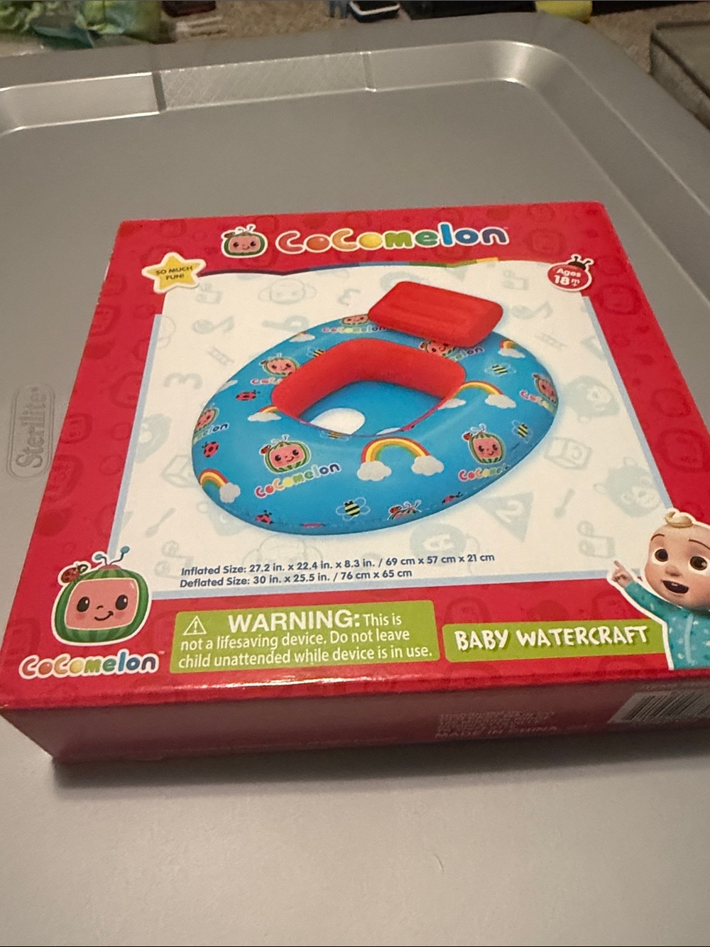 CoComelon Baby Watercraft Inflatable Swim Ring - Blue with Red Backrest